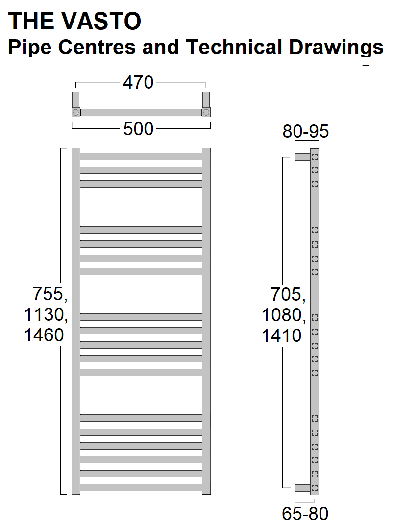 Vasto Towel Rail Chrome 755 x 500